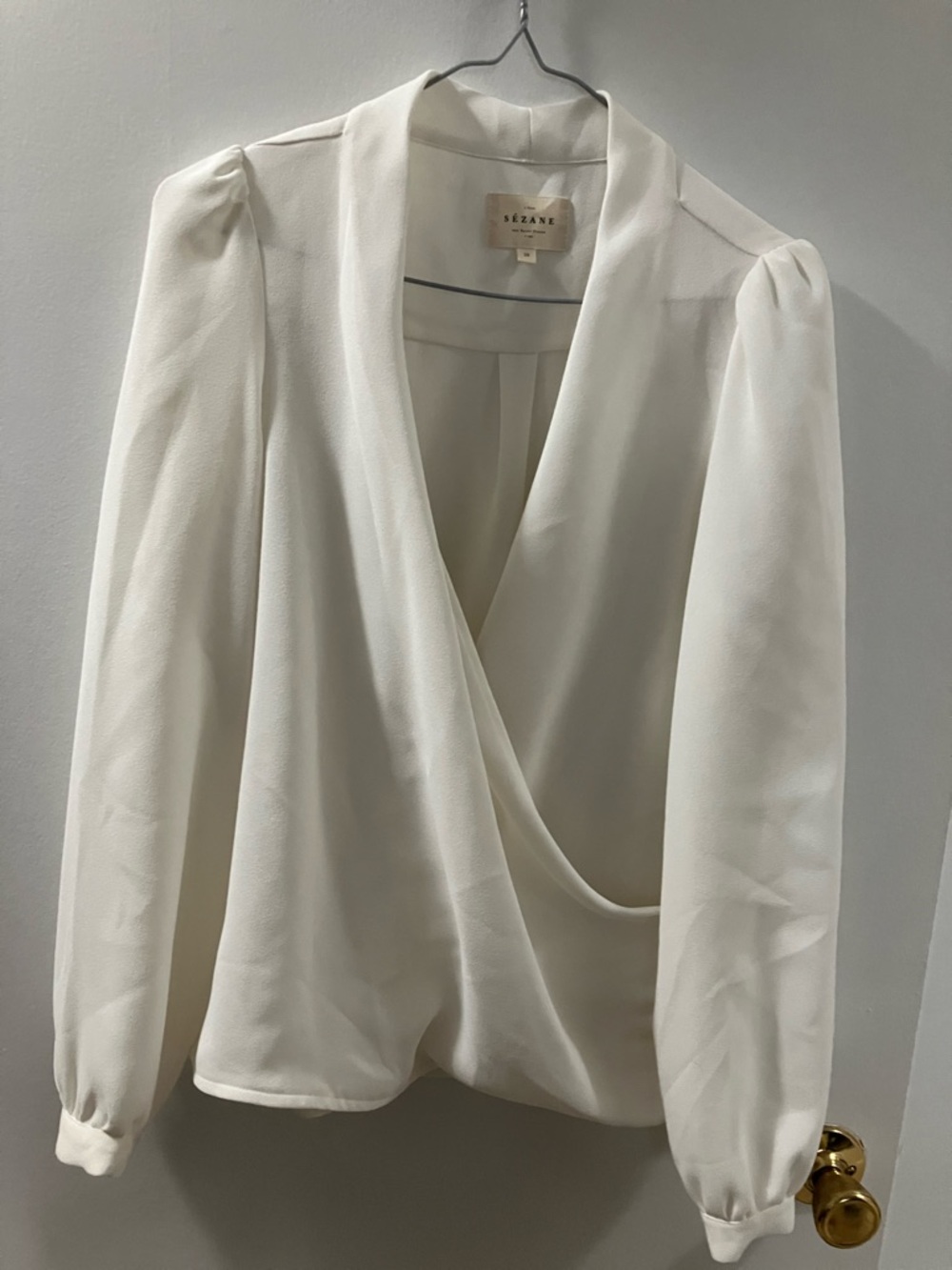 Sézane Cream Wrap Blouse